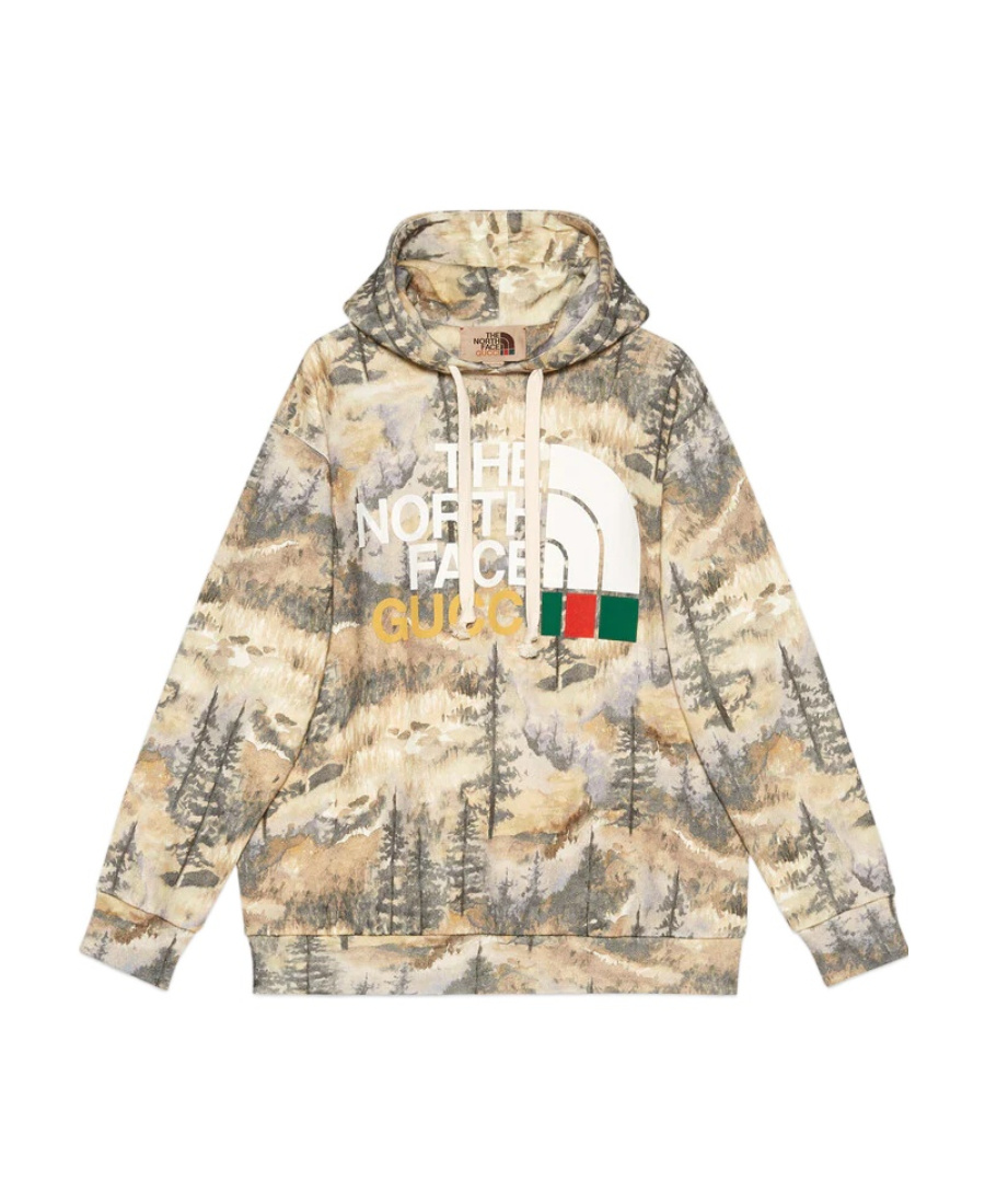 Gucci X The North Face Logo-print Cotton Hoodie In Nude