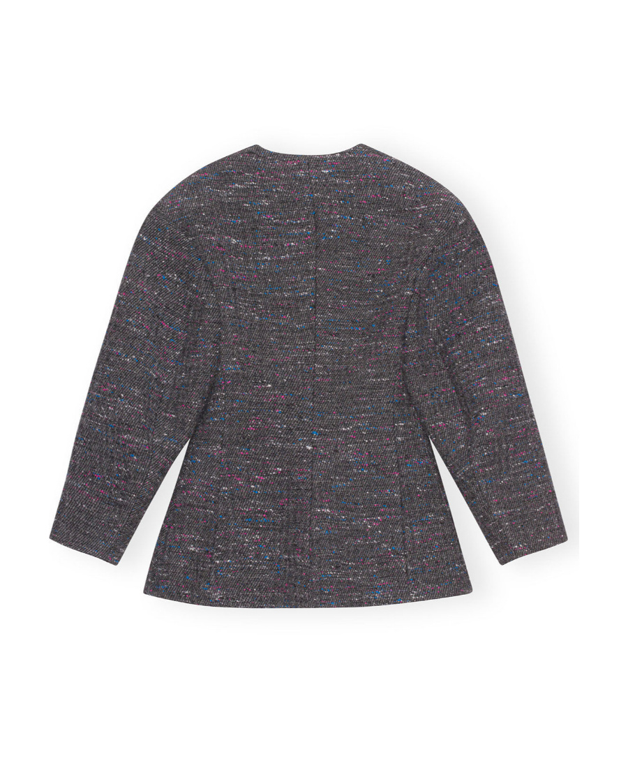 Ganni Fitted Wool Blazer In Black