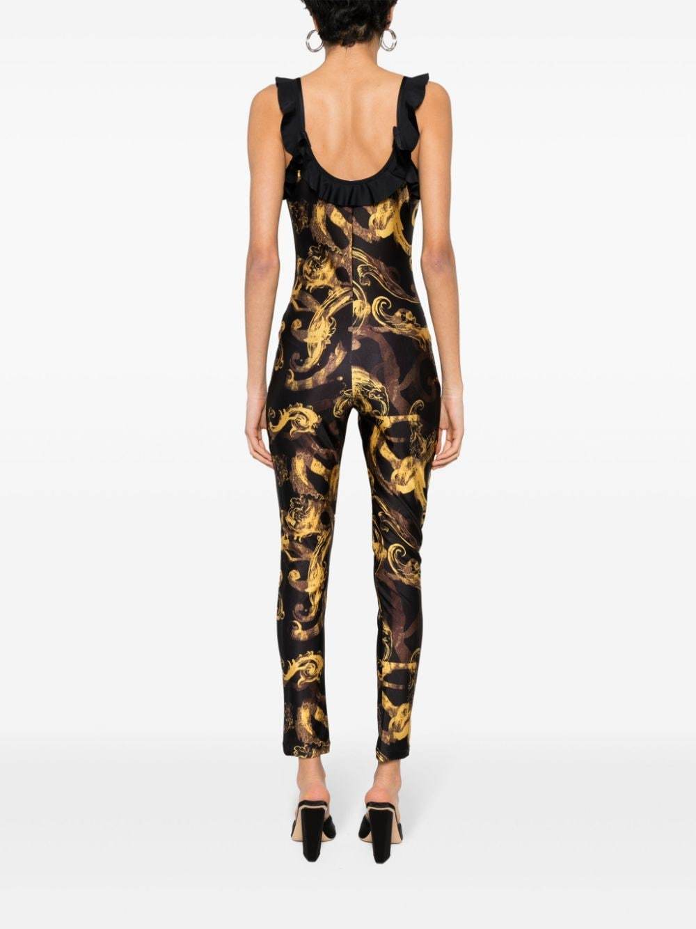 Versace Jeans Watercolor Couture Jumpsuit In Black
