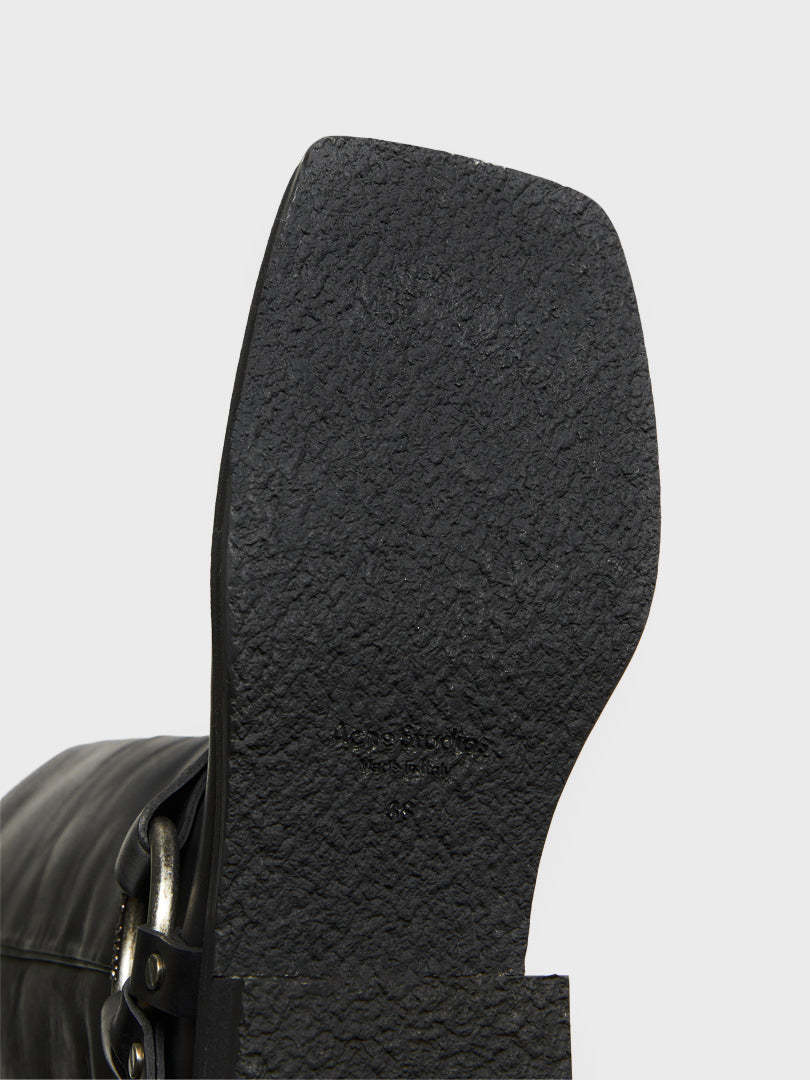 Acne Studios Black Boots With Buckle And Logo In Leather Woman In Black
