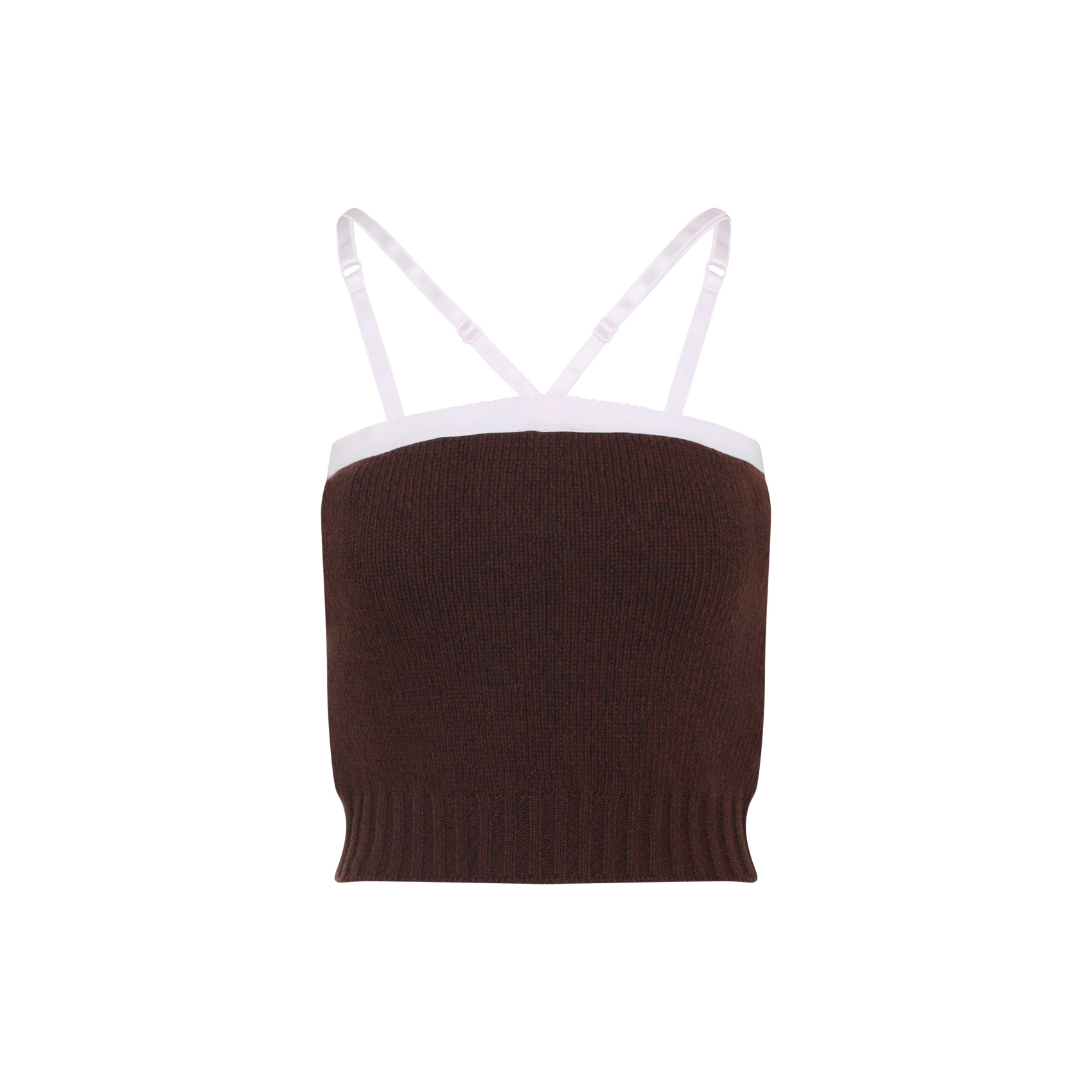 Prada Knitwear With Adjustable Straps And Contrast Trim In Brown