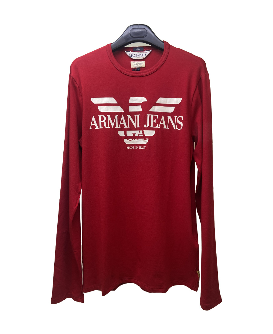 Armani Jeans Logo T-shirt With Round Neck In Red
