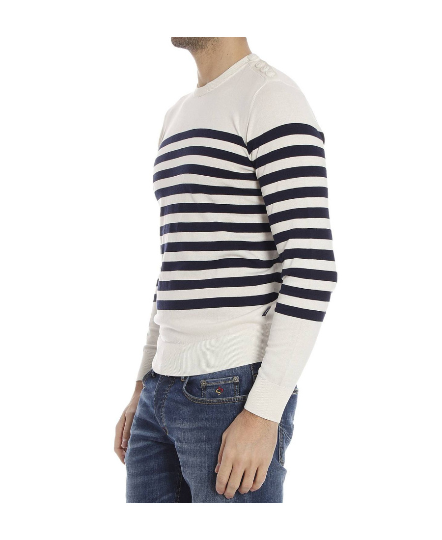 Armani Jeans Striped Sweater In White