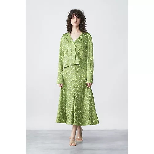 Ganni Green Polka Dot Midi Skirt In Green