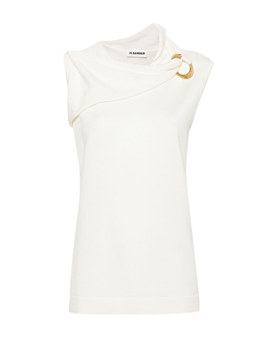 Jil Sander Round-neck Sleeveless Top In White
