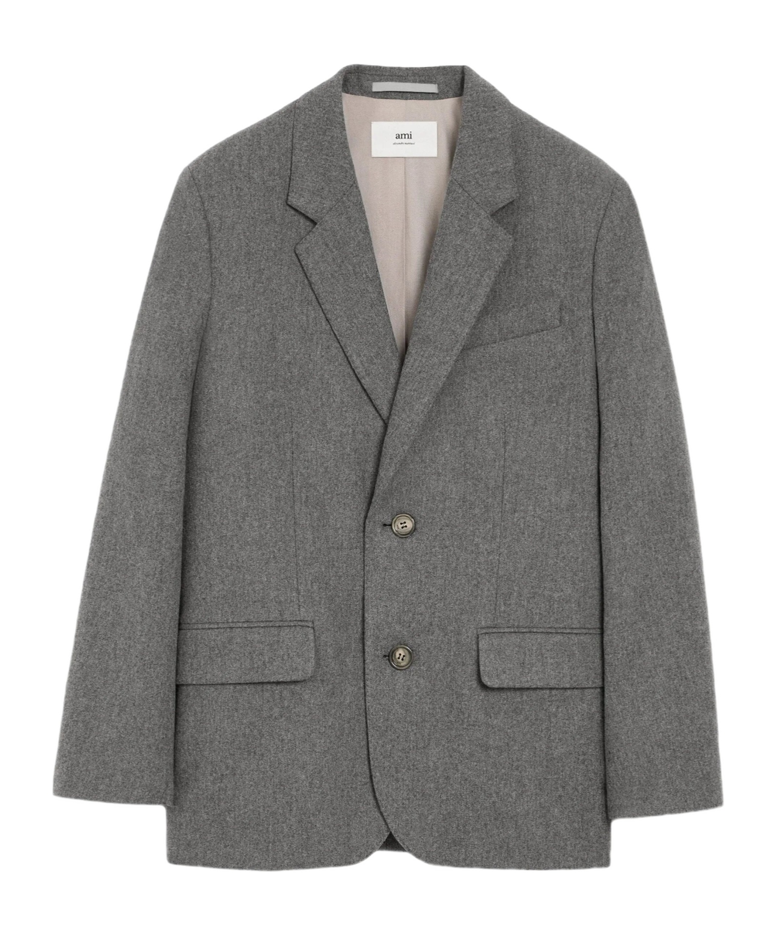 Ami Alexandre Mattiussi Grey Wool Loose Single Breasted Jacket Grey In Gray