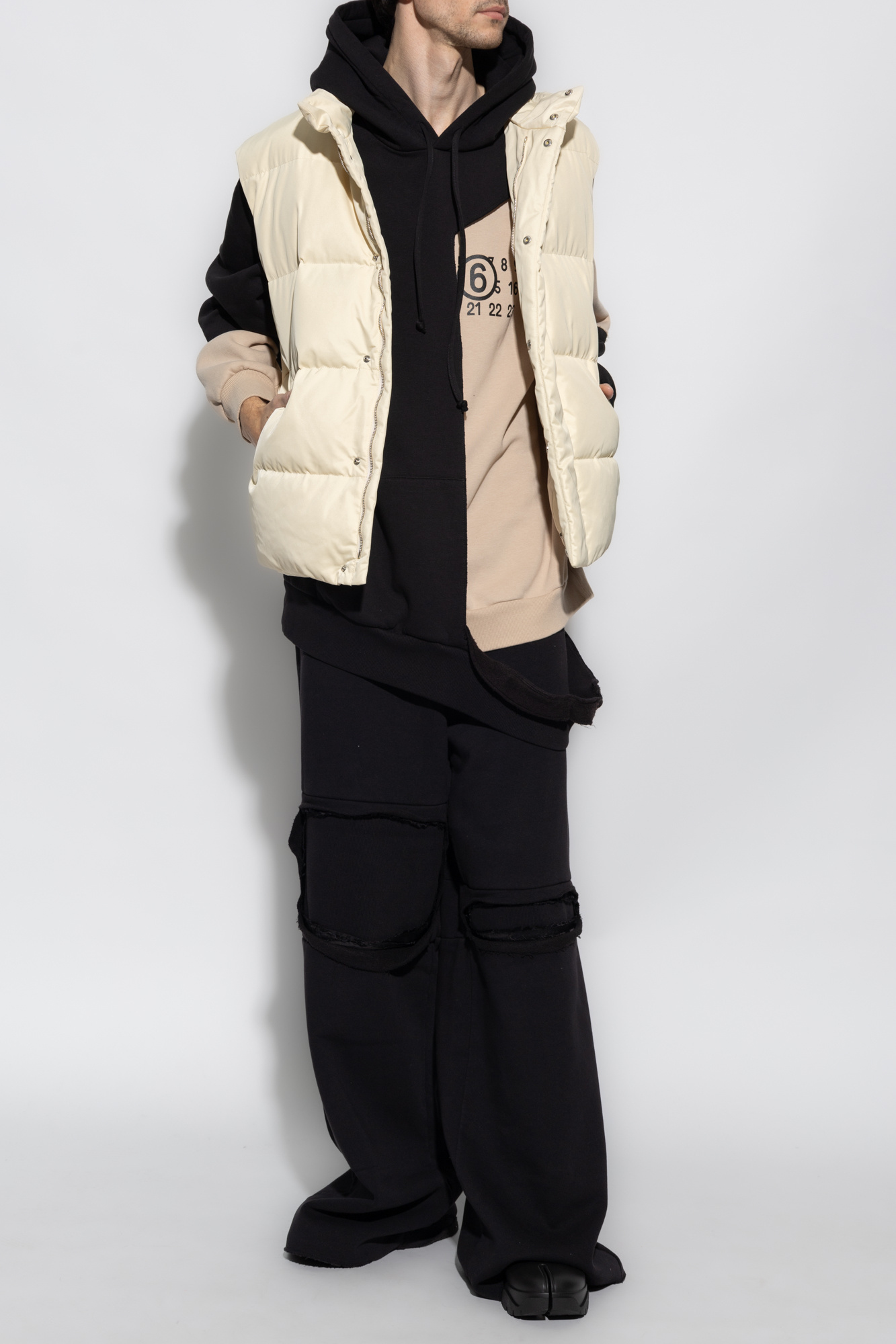 Mm6 Maison Margiela High-neck Padded Gilet In Nude