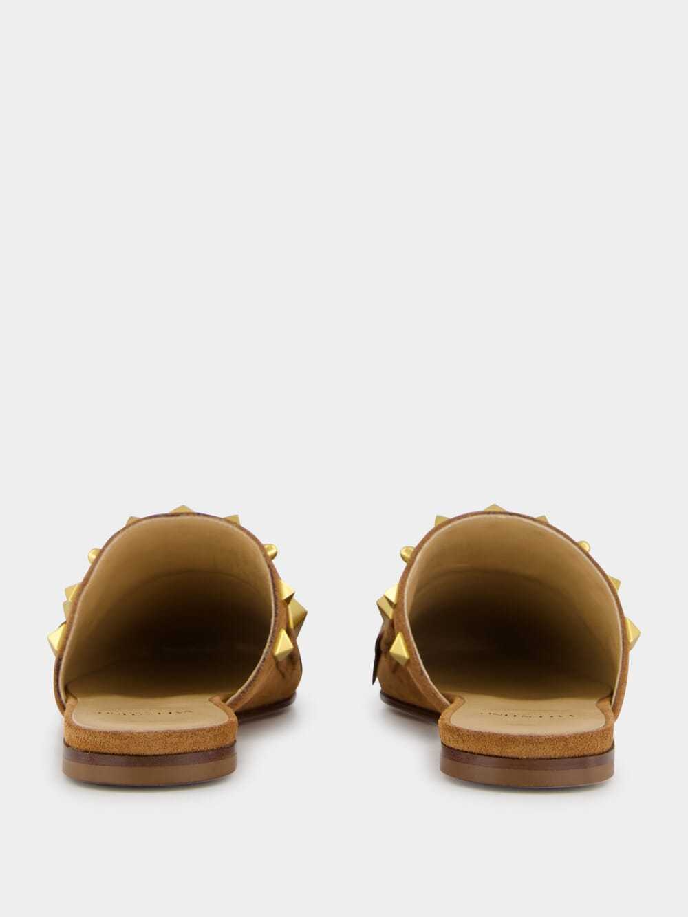 Valentino Plaster Caster Fringed Slide Mules In Brown