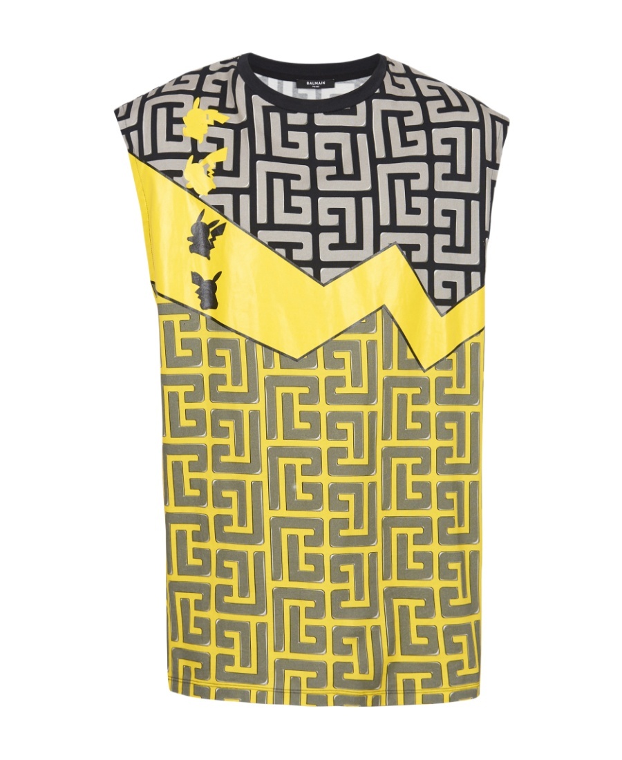 Shop Balmain Unisex - Oversized Pokémon Print Cotton T-shirt In Gray