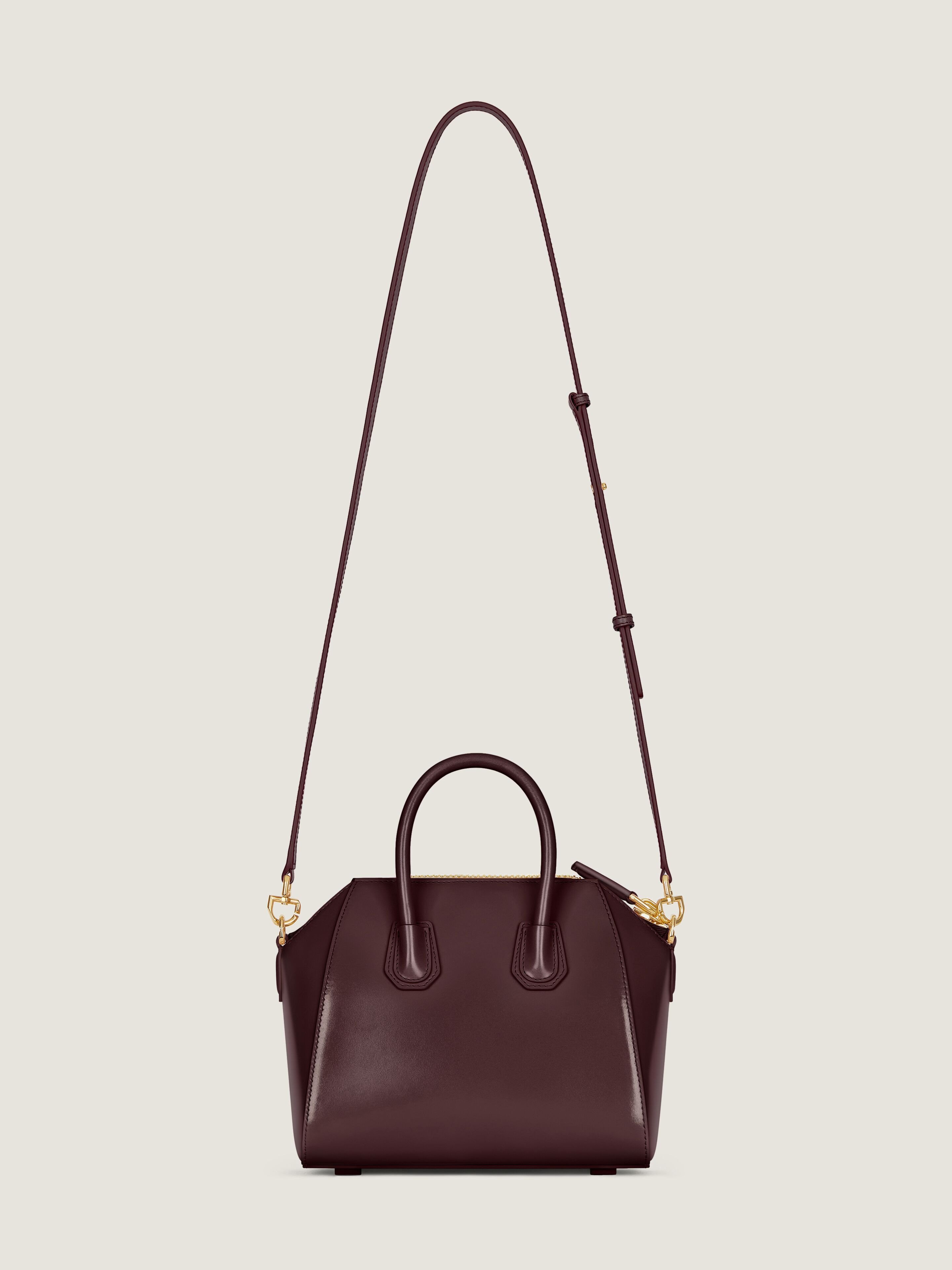 Givenchy Antigona Small Structured Handbag In Bordeaux Calfskin In Burgundy