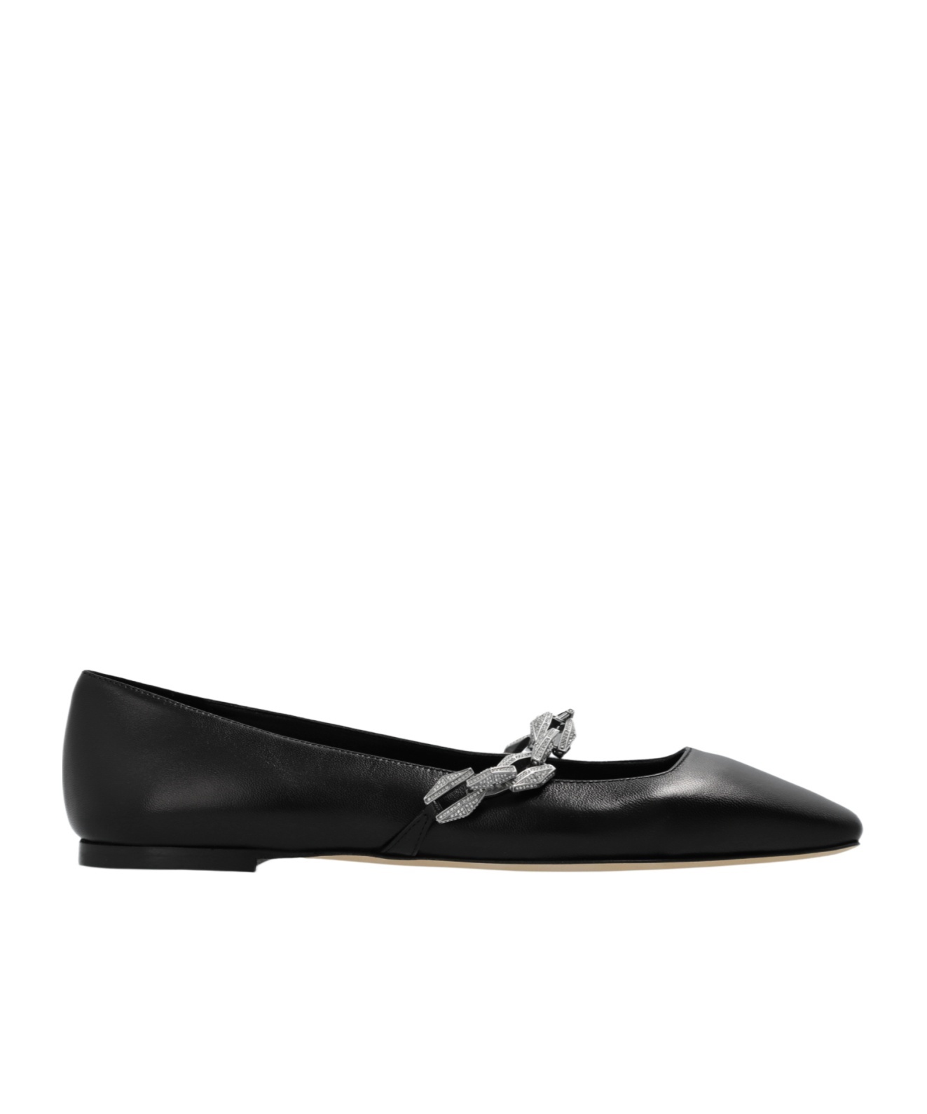 Jimmy Choo Diamond Tilda Nappa Leather Ballet Flats In Black