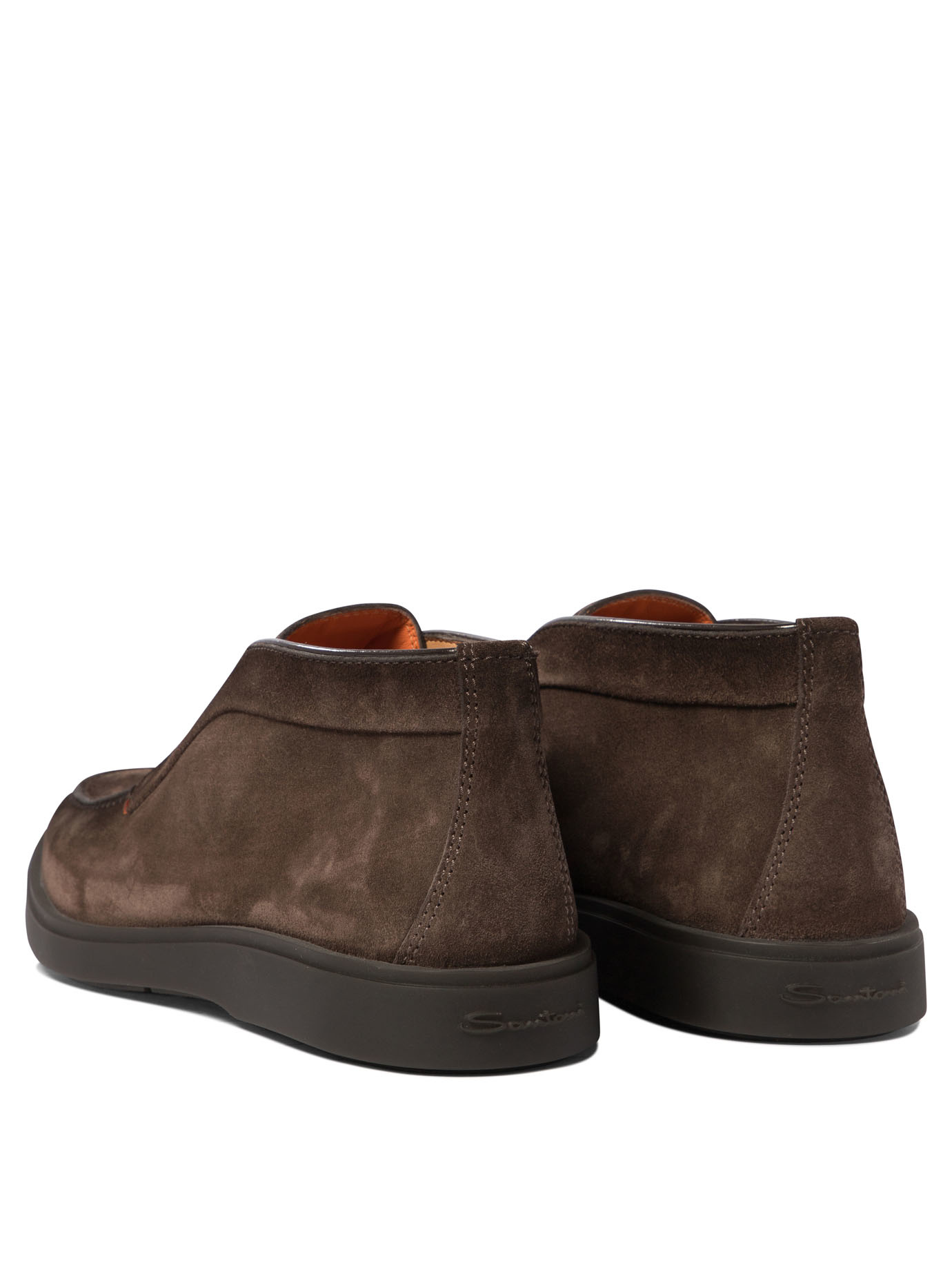 Santoni Desert Round-toe Slip-on Boots In Black