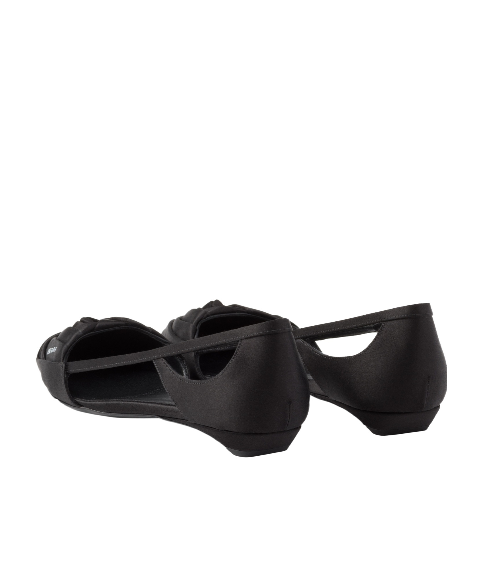 Prada Brushed Leather Cut-out Ballerinas Shoes In Black