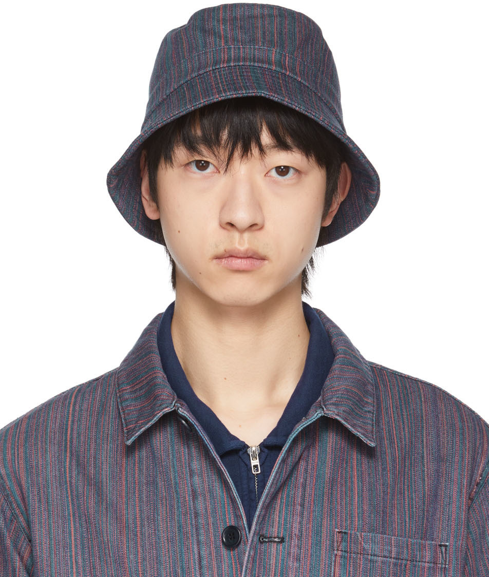 YMC YOU MUST CREATE LOGO MULTICOLORED STRIPED FISHERMAN HAT