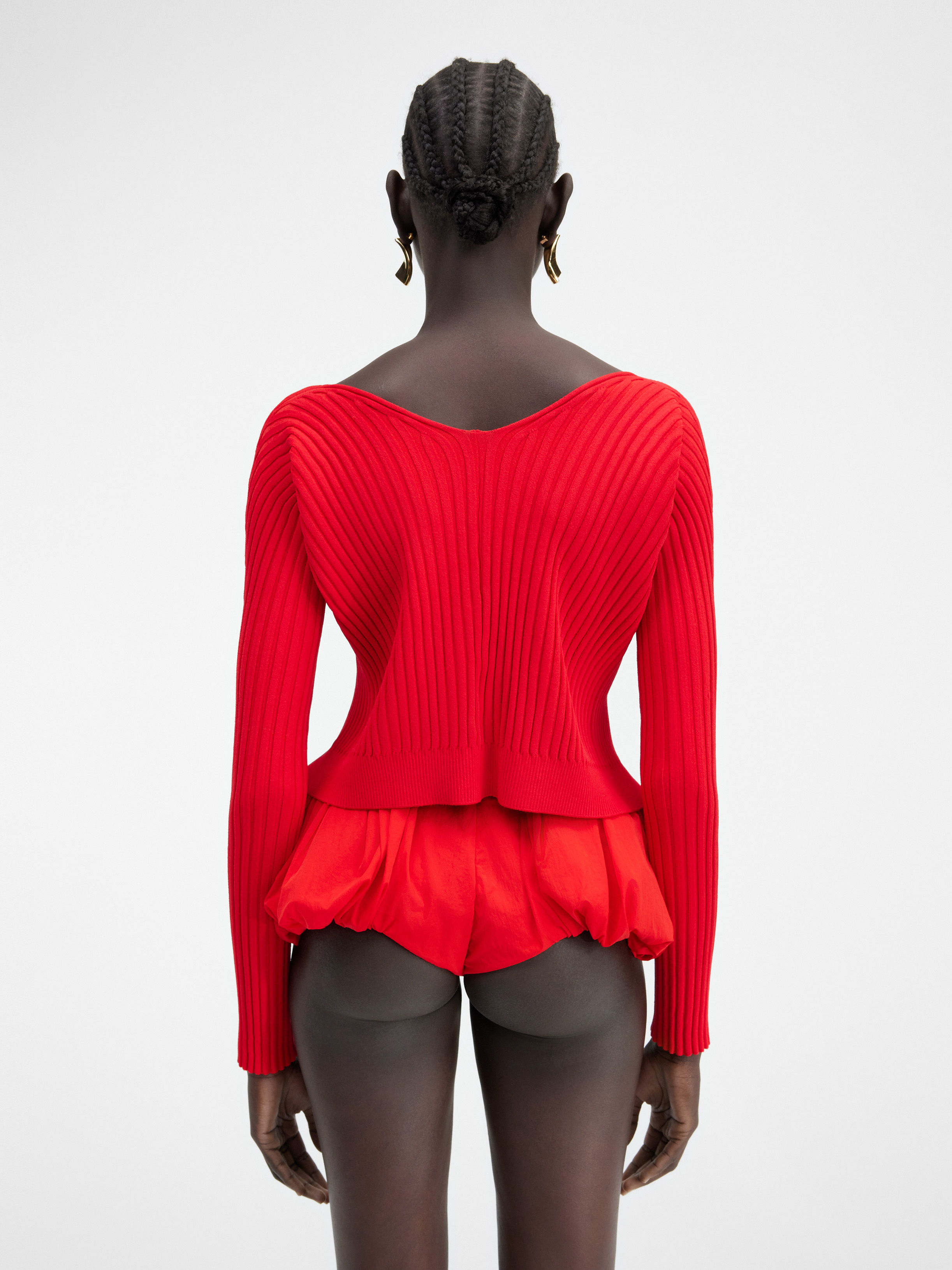 Jacquemus Long-sleeved Knitted Cardigan In Red