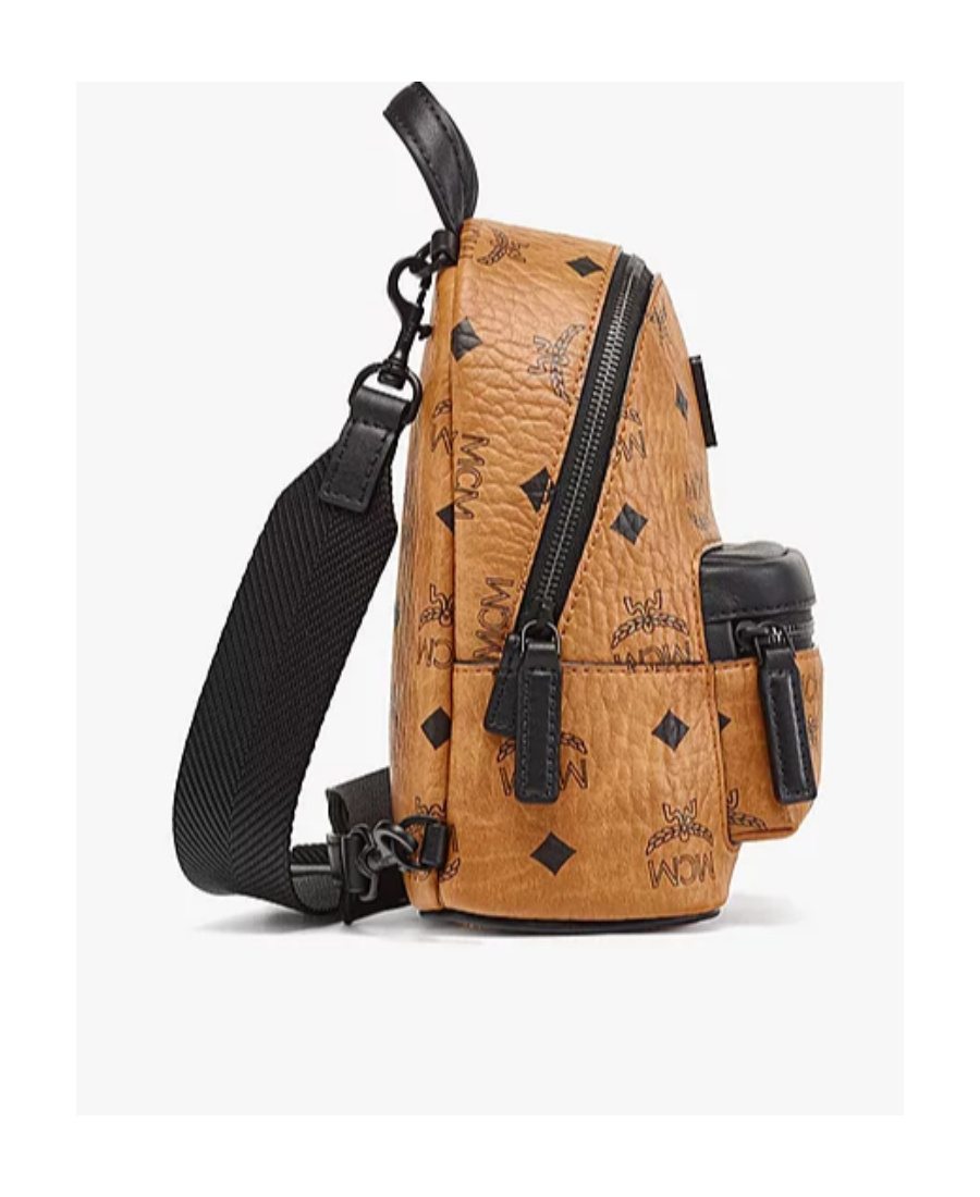 Mcm Stark Monogram Print Zipped Backpack In Brown