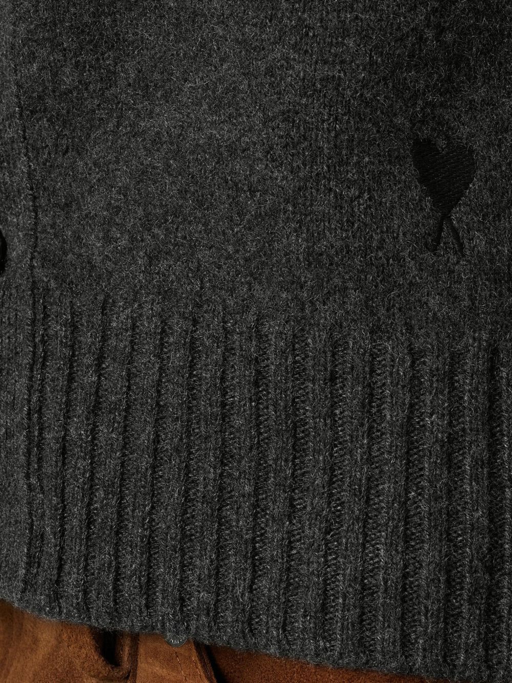Ami Alexandre Mattiussi Embroidered Cashmere And Wool-blend Cardigan In Gray