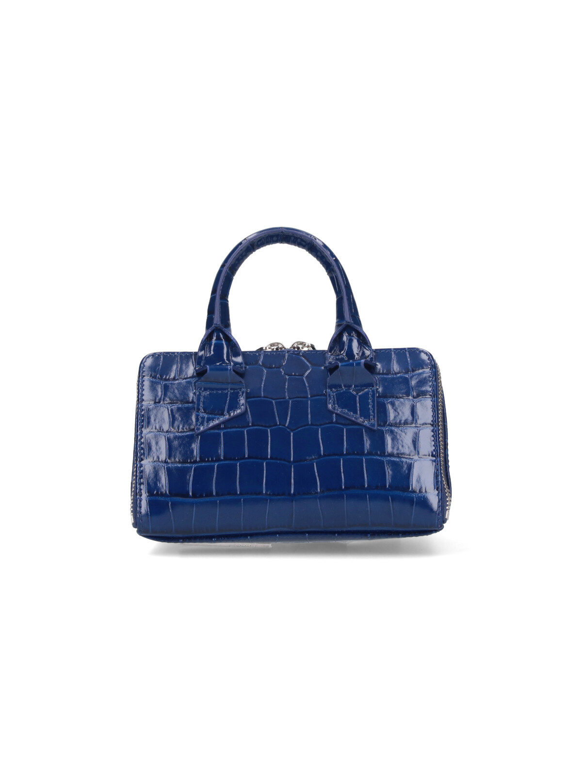 Attico Friday Crocodile-effect Top-handle Mini Bag In Blue