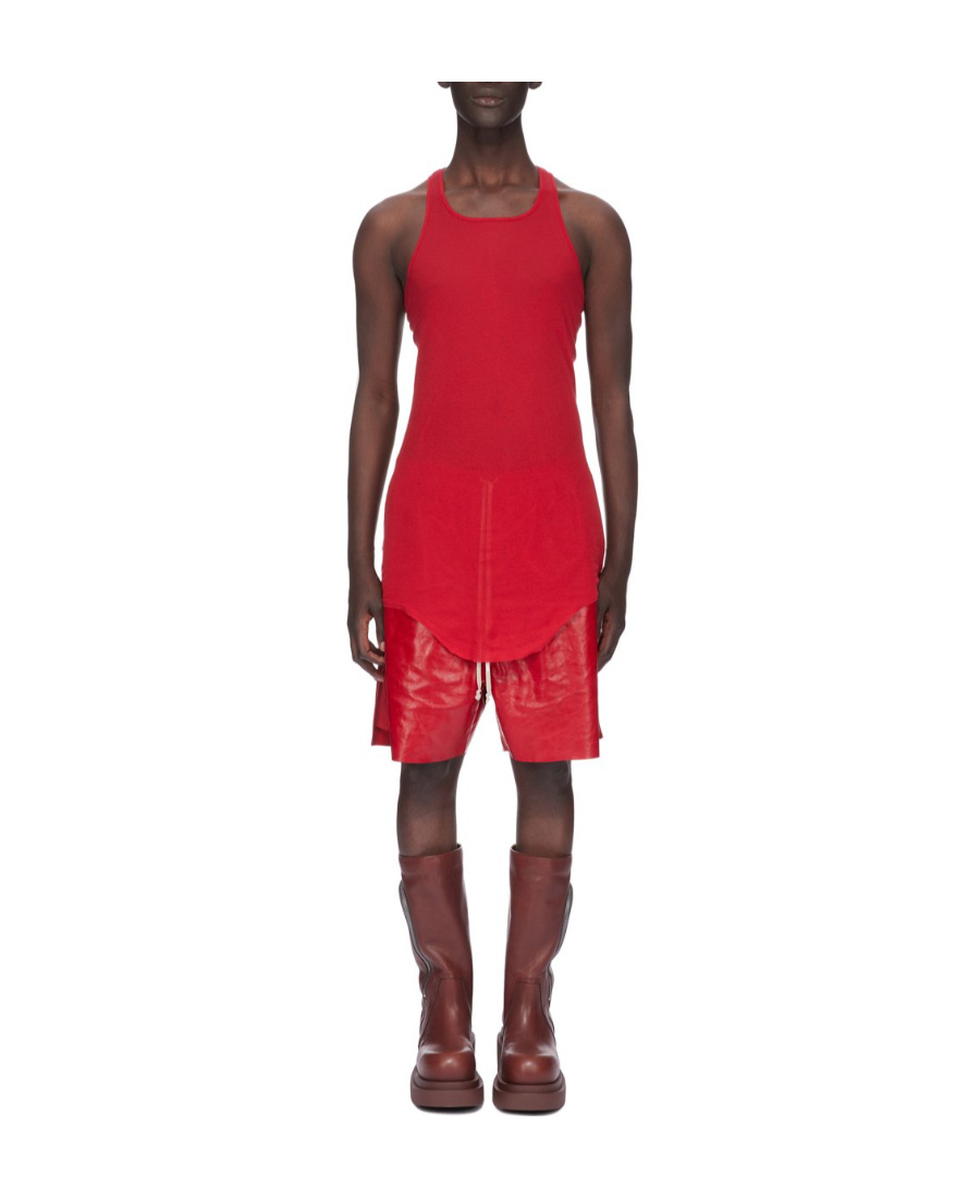 Rick Owens Longline Cotton Tank Top In Red