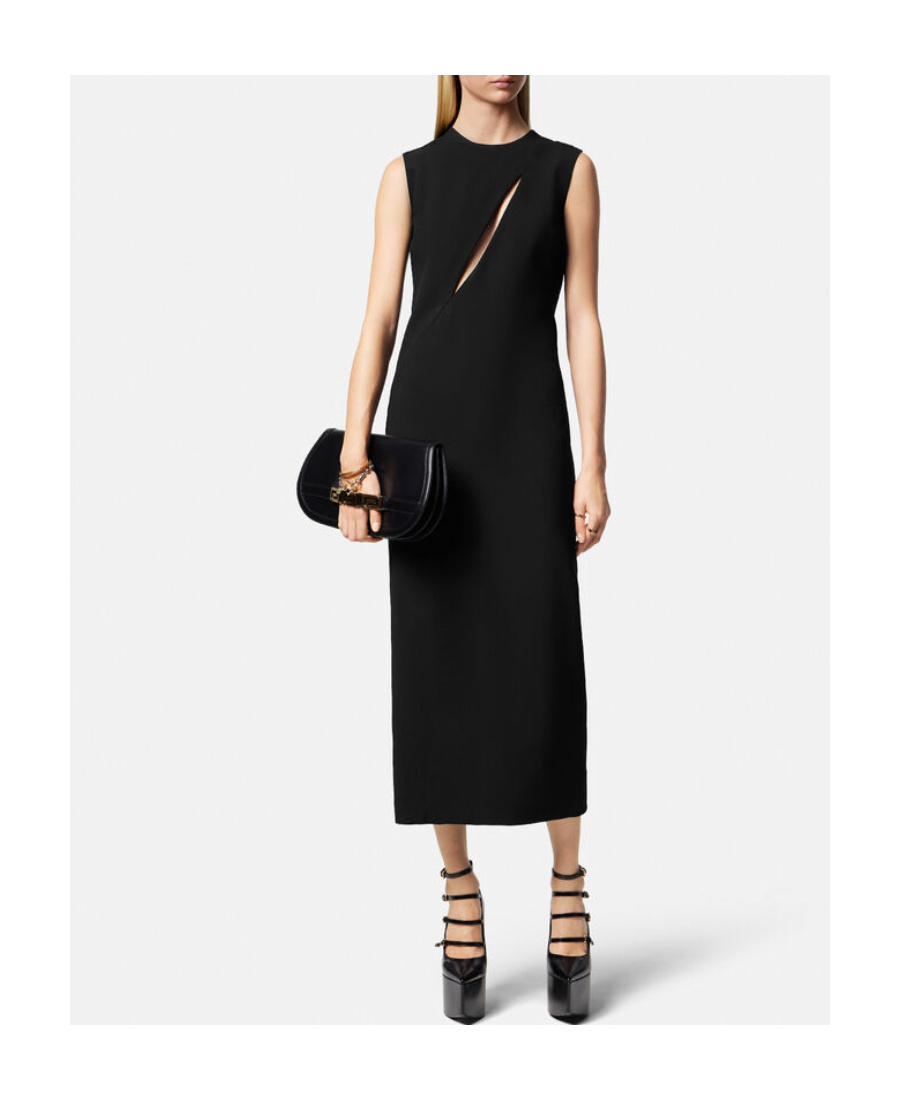 Versace Cut Out Midi Dress Skirts Black In Black