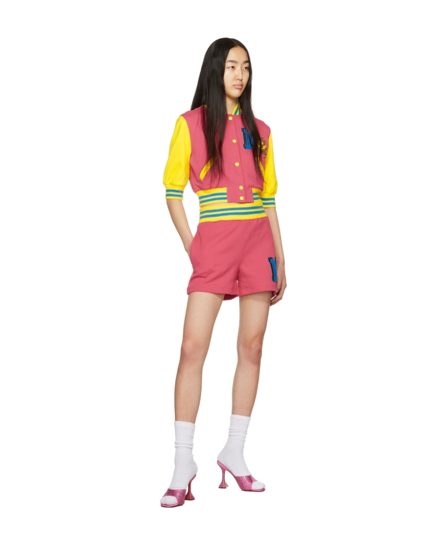 Moschino Cotton Shorts With Stretch Waistband And Striped Detail In Multicolor