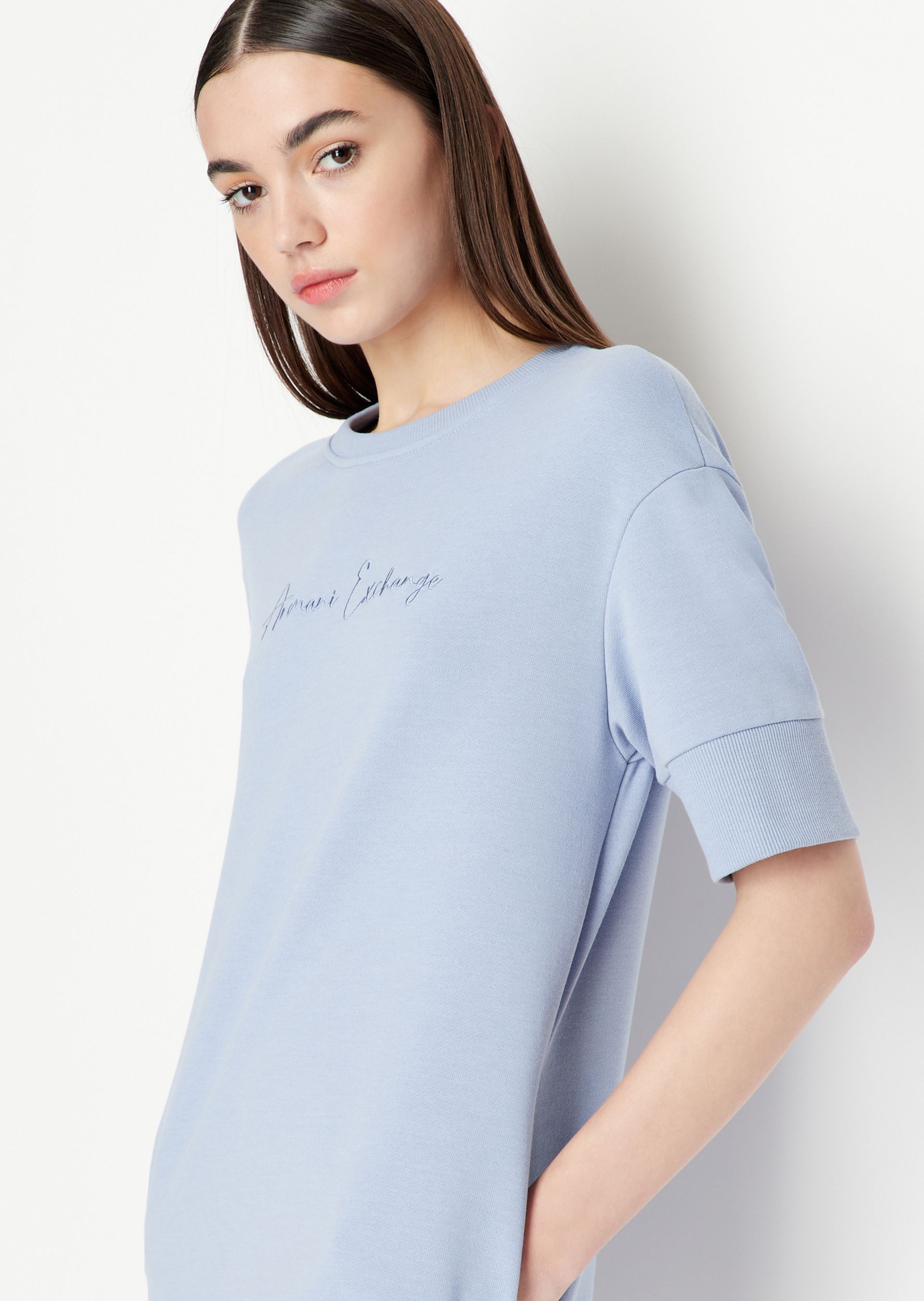 ARMANI EXCHANGE LOGO-EMBROIDERED T-SHIRT DRESS