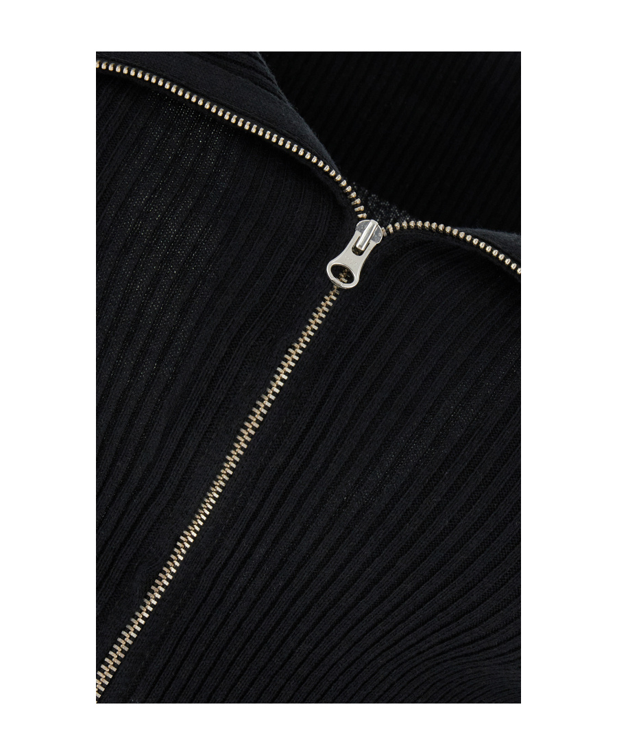 Shop Mm6 Maison Margiela Zippered Knitted Cardigan In Black