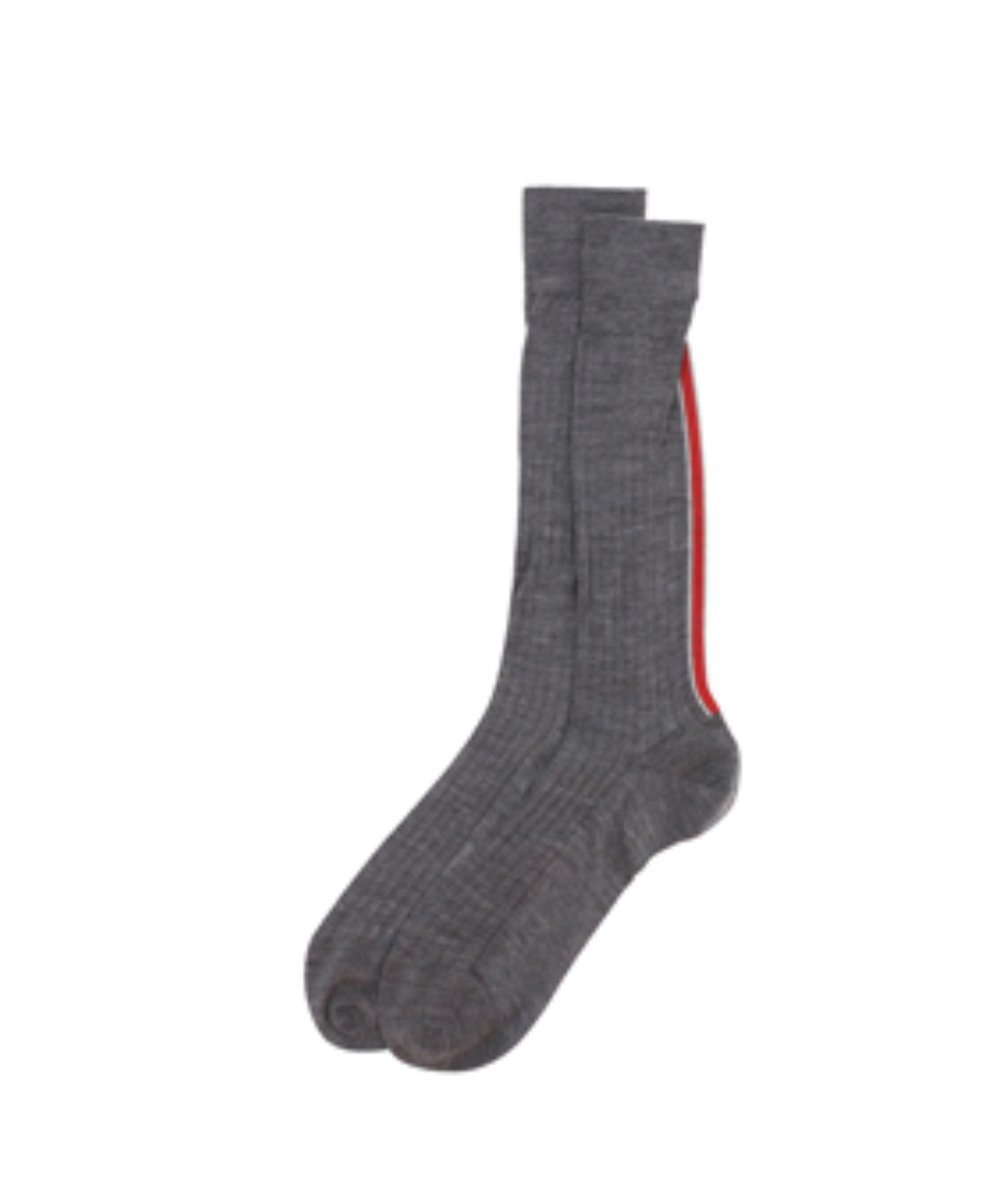 Thom Browne Inlaid Striped Wool Tube Socks In Black