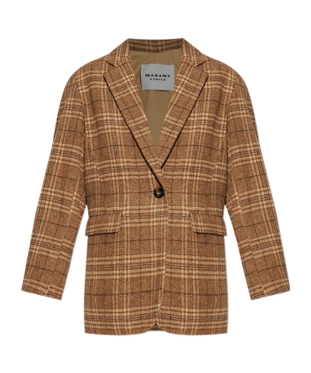 Isabel Marant Étoile Limiza Checkered Wool Coat In Brown