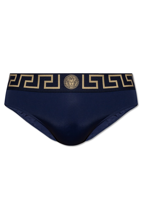 Versace Greca Border Briefs In Black