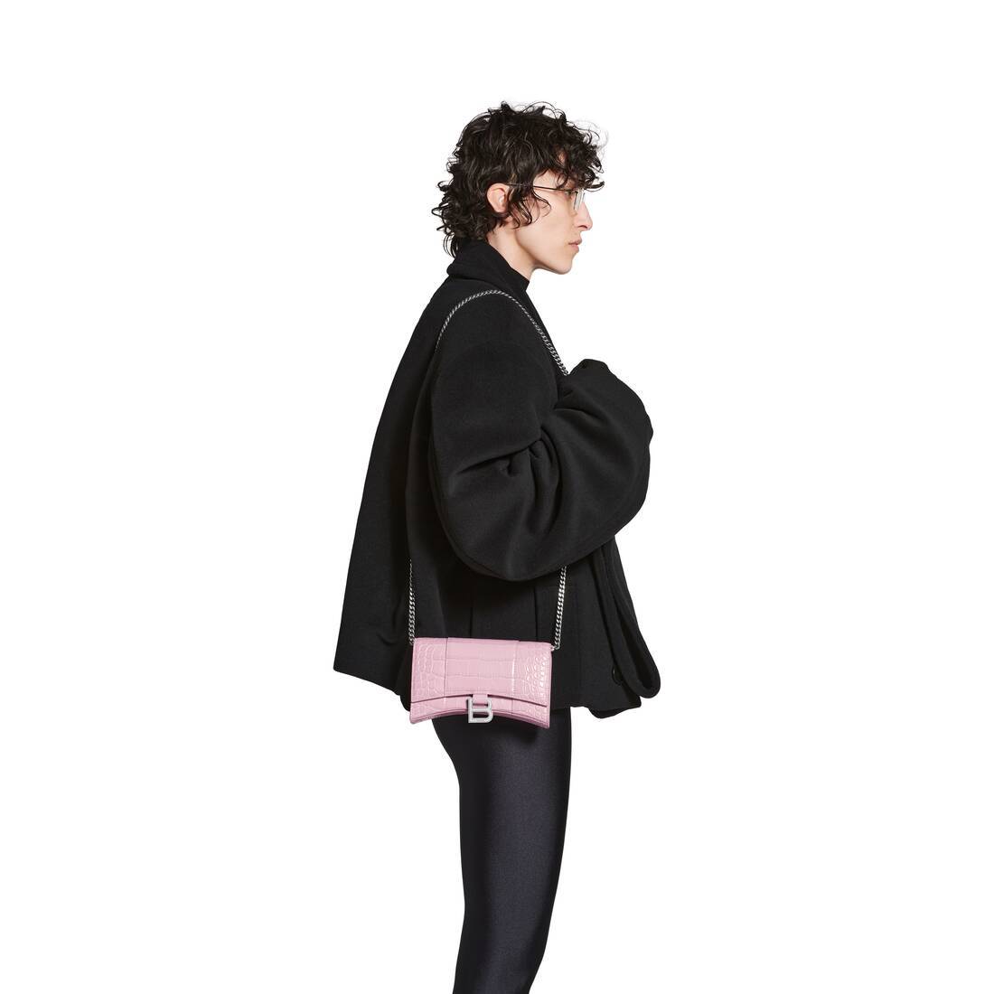Balenciaga Hourglass Wallet-on-chain In Pink