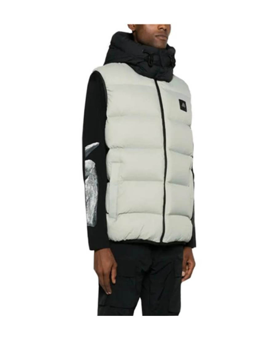 Moose Knuckles Logo-patch Hooded Padded Gilet In Gray