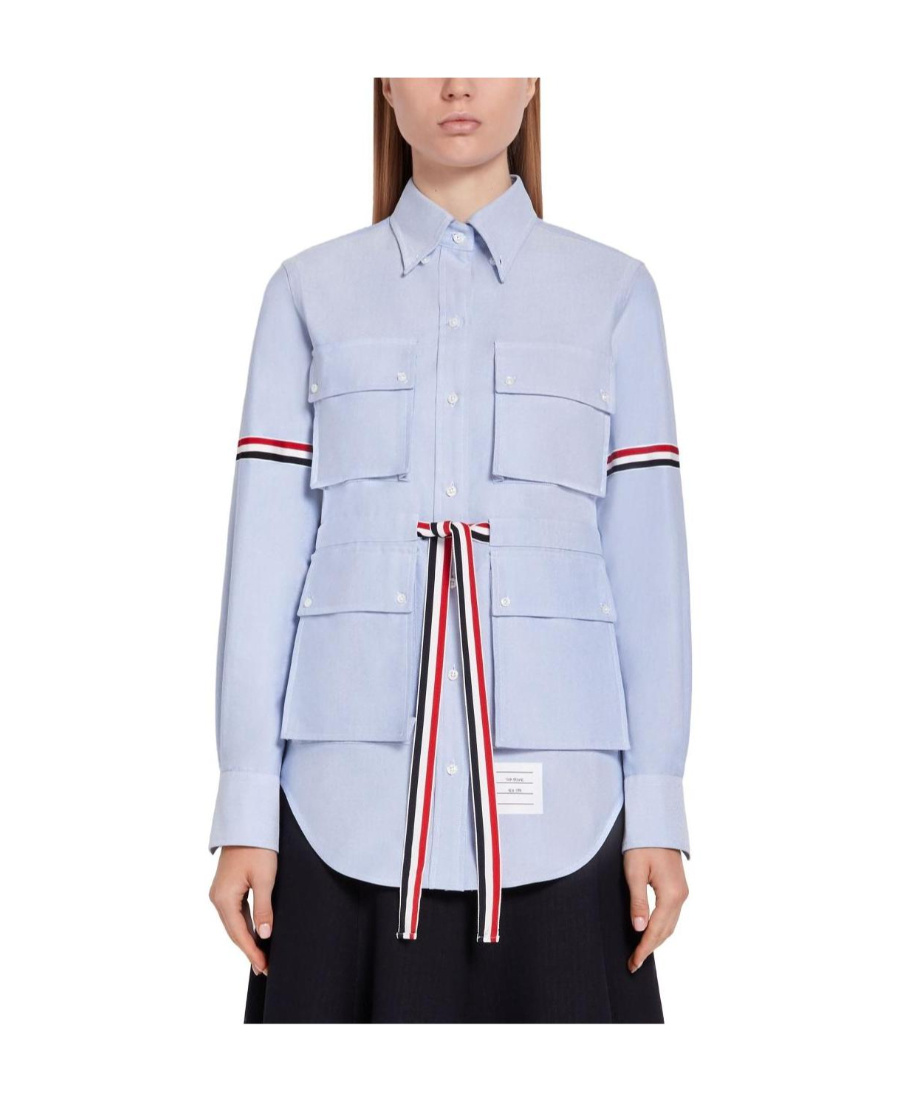 THOM BROWNE FOUR-POCKET GROSGRAIN BAND OXFORD SHIRT
