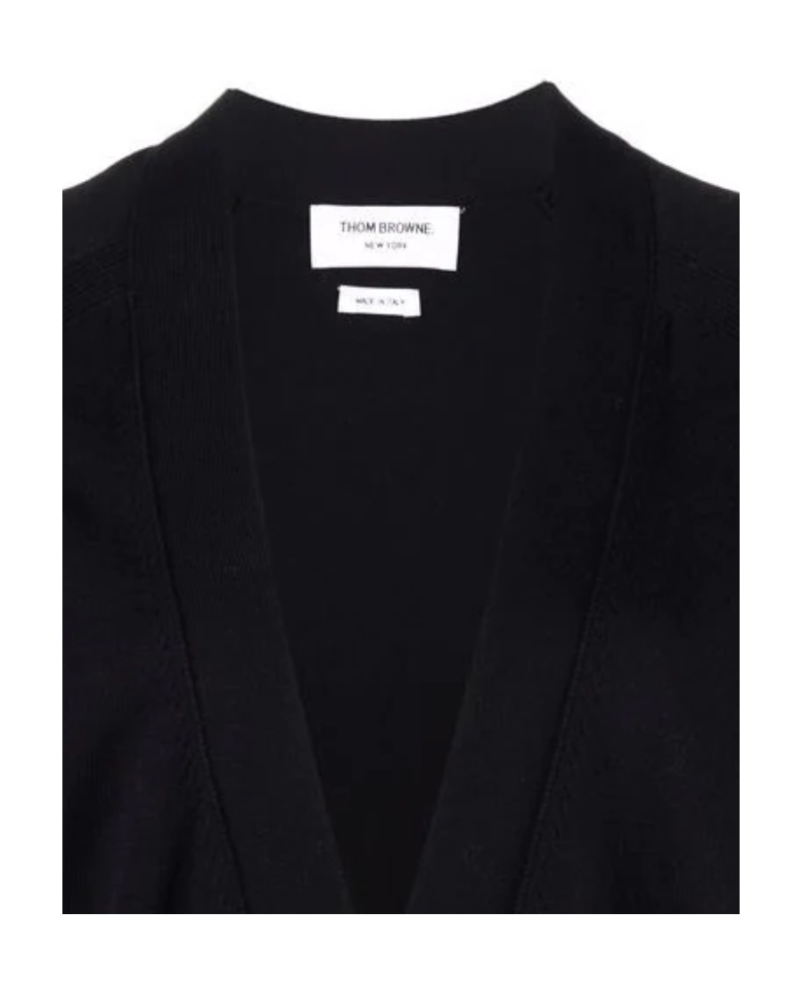 Thom Browne 4-bar Knitted Cardigan In Black