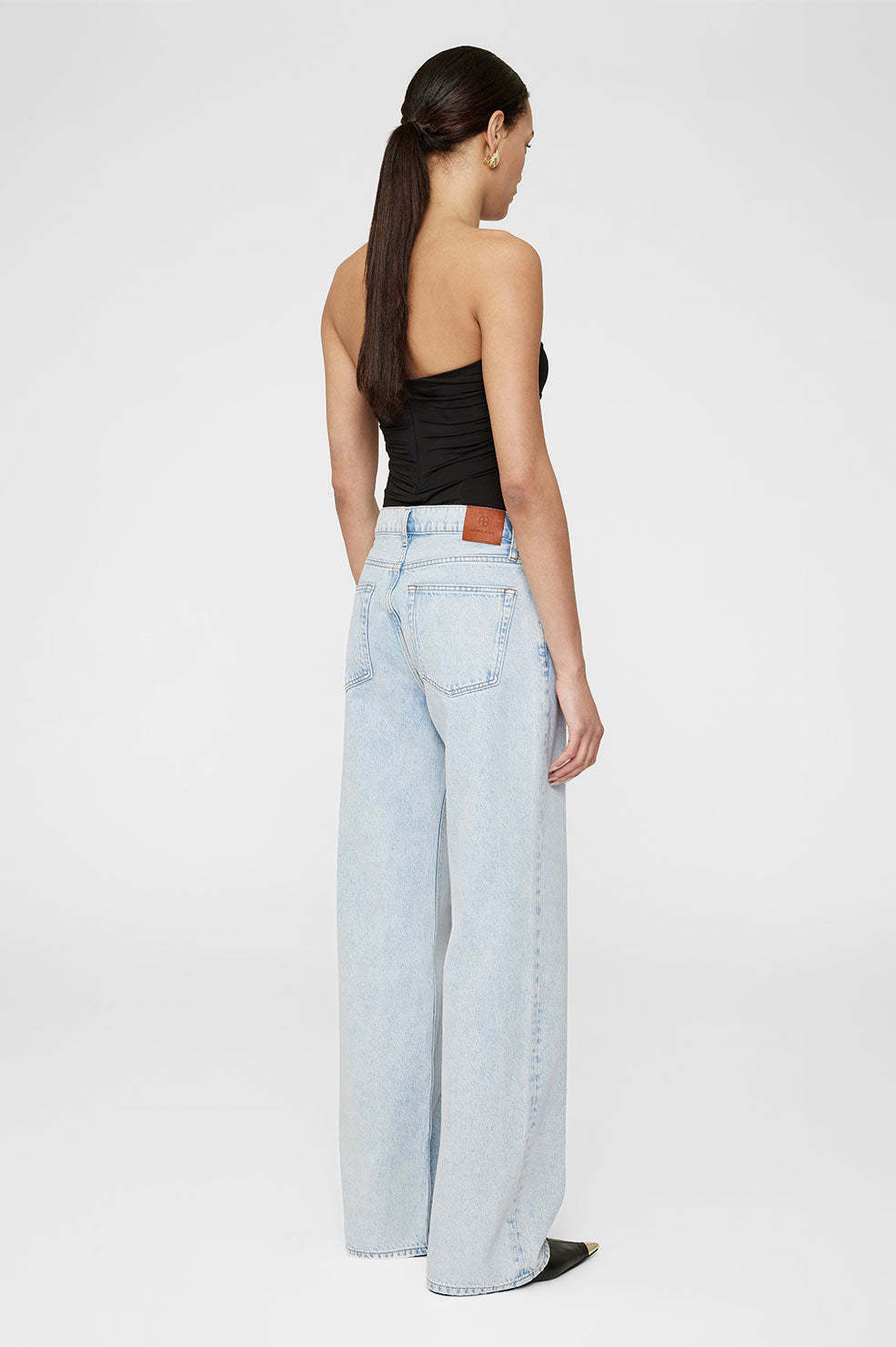 Shop Anine Bing Hugh High-rise Wide-leg Jeans In White