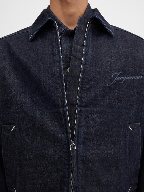 Jacquemus Lapel Long Sleeve Casual Jacket In Blue