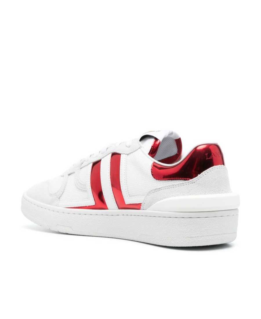 Lanvin Contrasting Mesh Panelled Sneakers In White