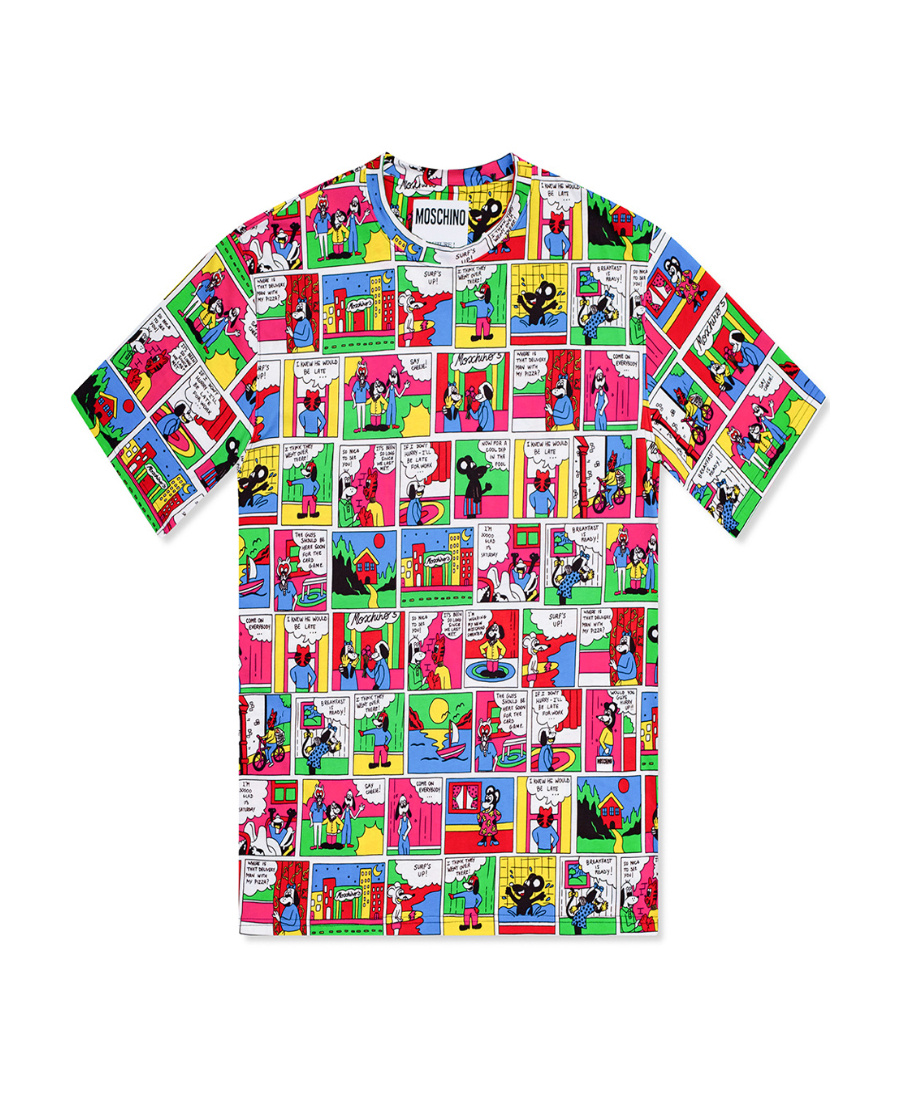 Moschino Graphic Print Round-collar T-shirt In Multicolor