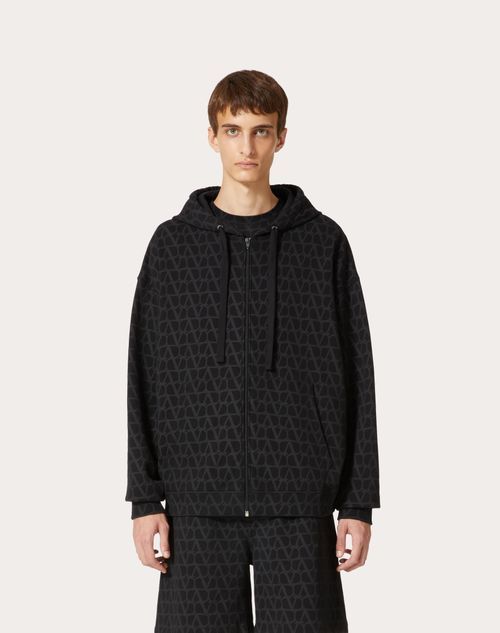 Valentino Toile Iconographe Print Zip-up Hoodie In Black