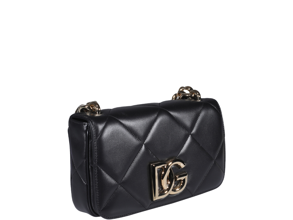 Dolce & Gabbana 3.5 Diamond-quilted Shoulder Bag In Black