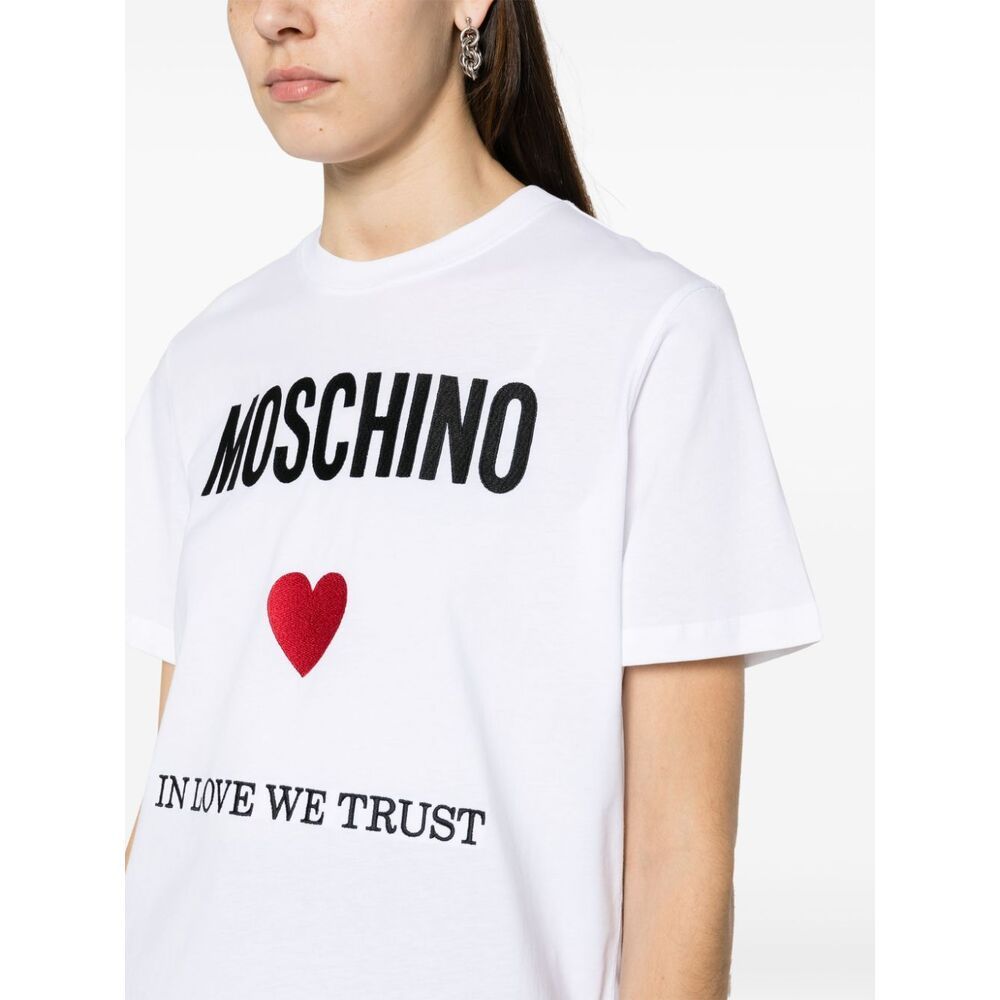 Moschino Item O-neck Short-sleeved T-shirt In White