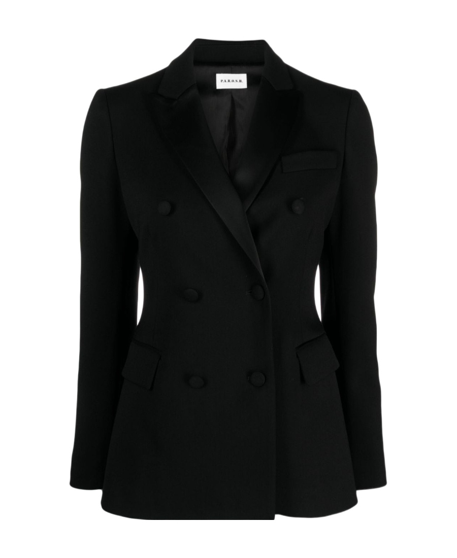 P.a.r.o.s.h . Black Double-breasted Jacket With Peak Revers In Fabric