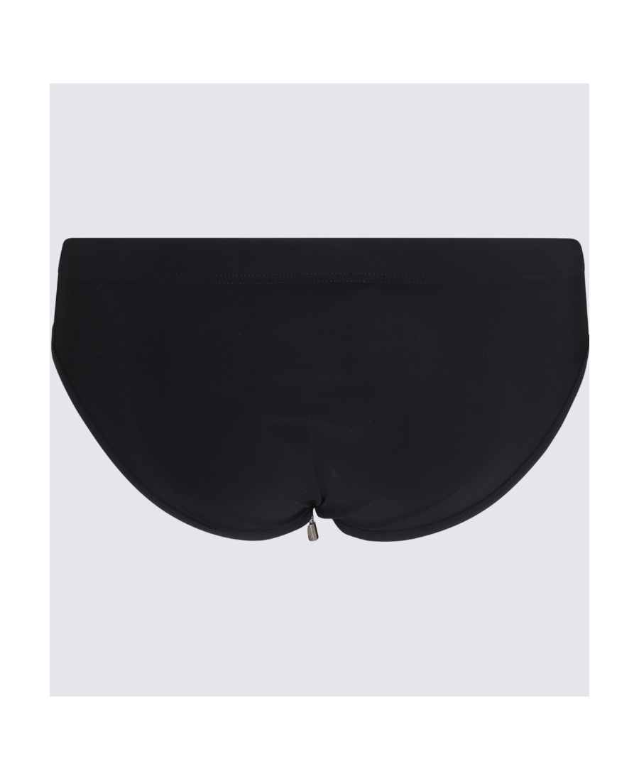 Dolce & Gabbana Stretch Nylon Swimming Brief With Metallic Accents In Black