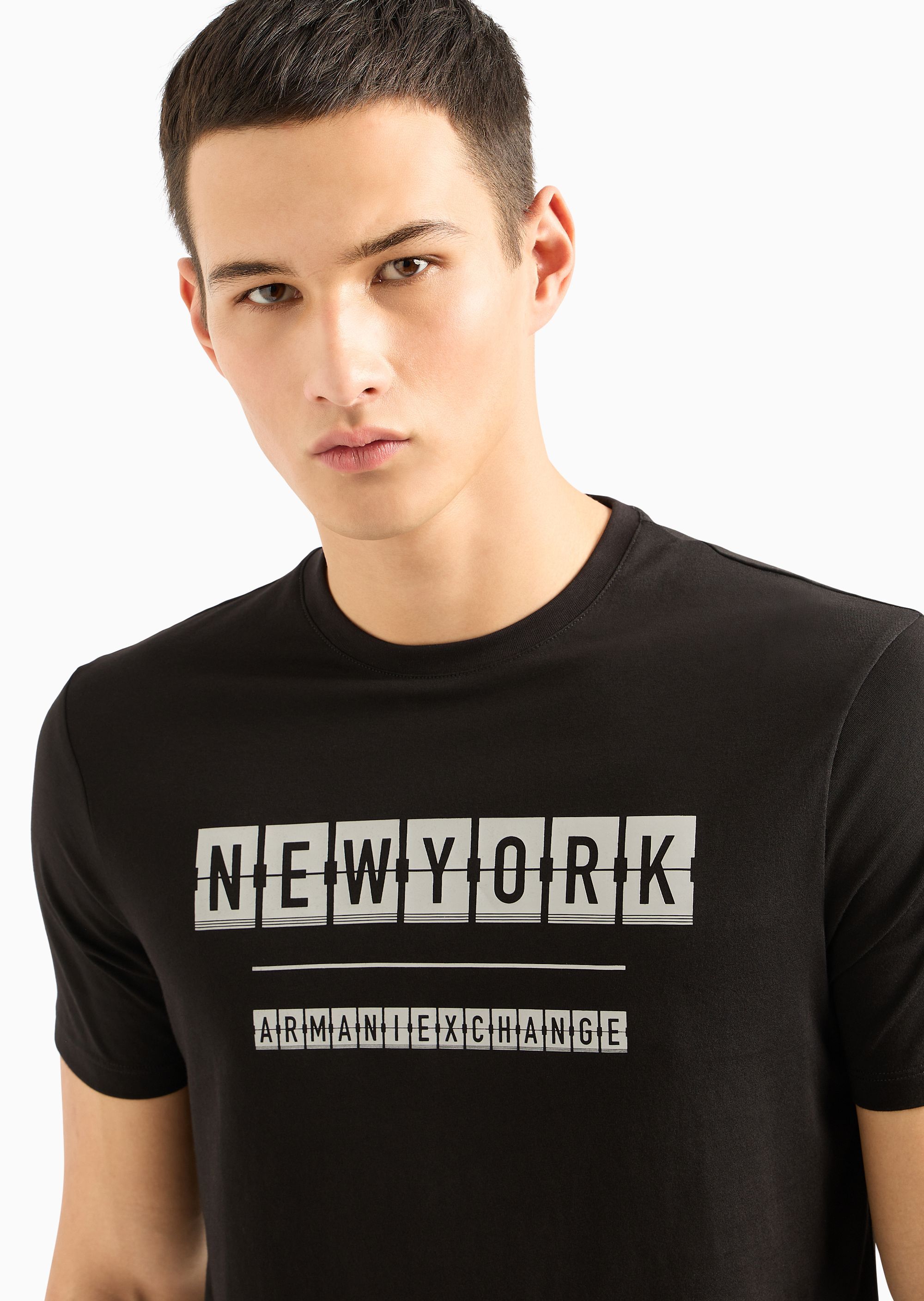 Armani Exchange T-shirt With Round Neck And Short Sleeves In Black