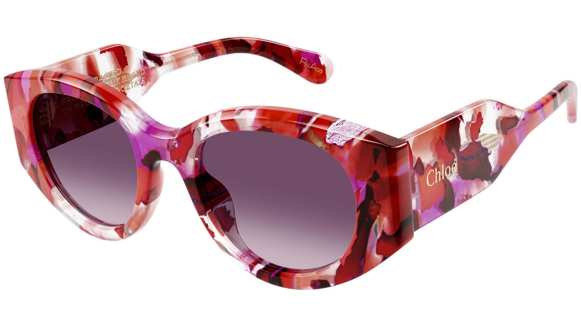 Chloé Marble-pattern Sunglasses In Red