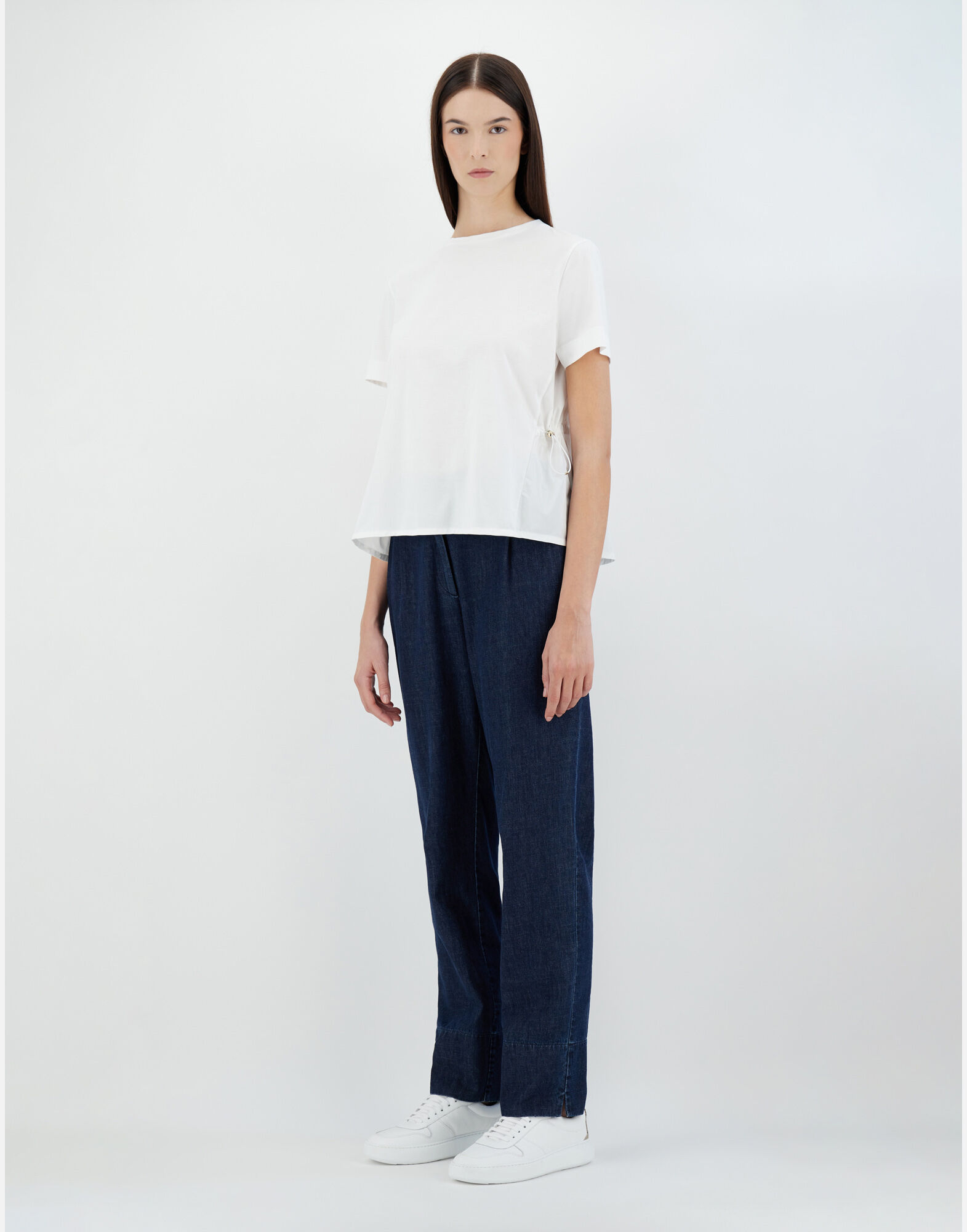 Herno T-shirt In Chic Cotton Jersey And New Techno Taffeta In White