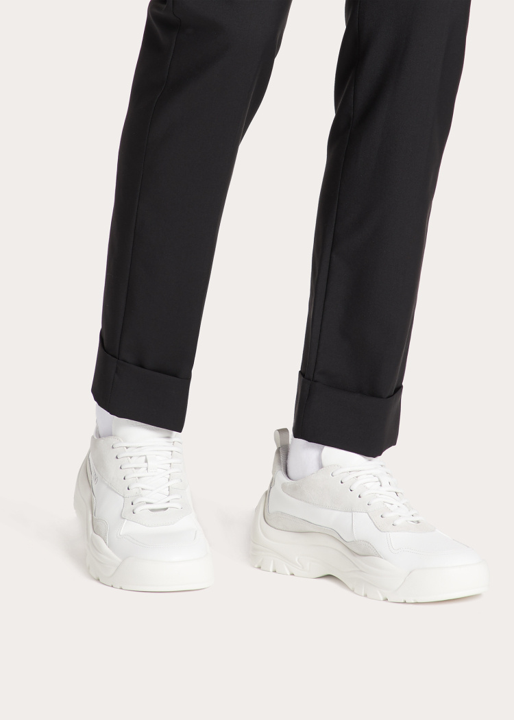 Valentino Two-tone Leather And Suede Gumboy Sneakers In White