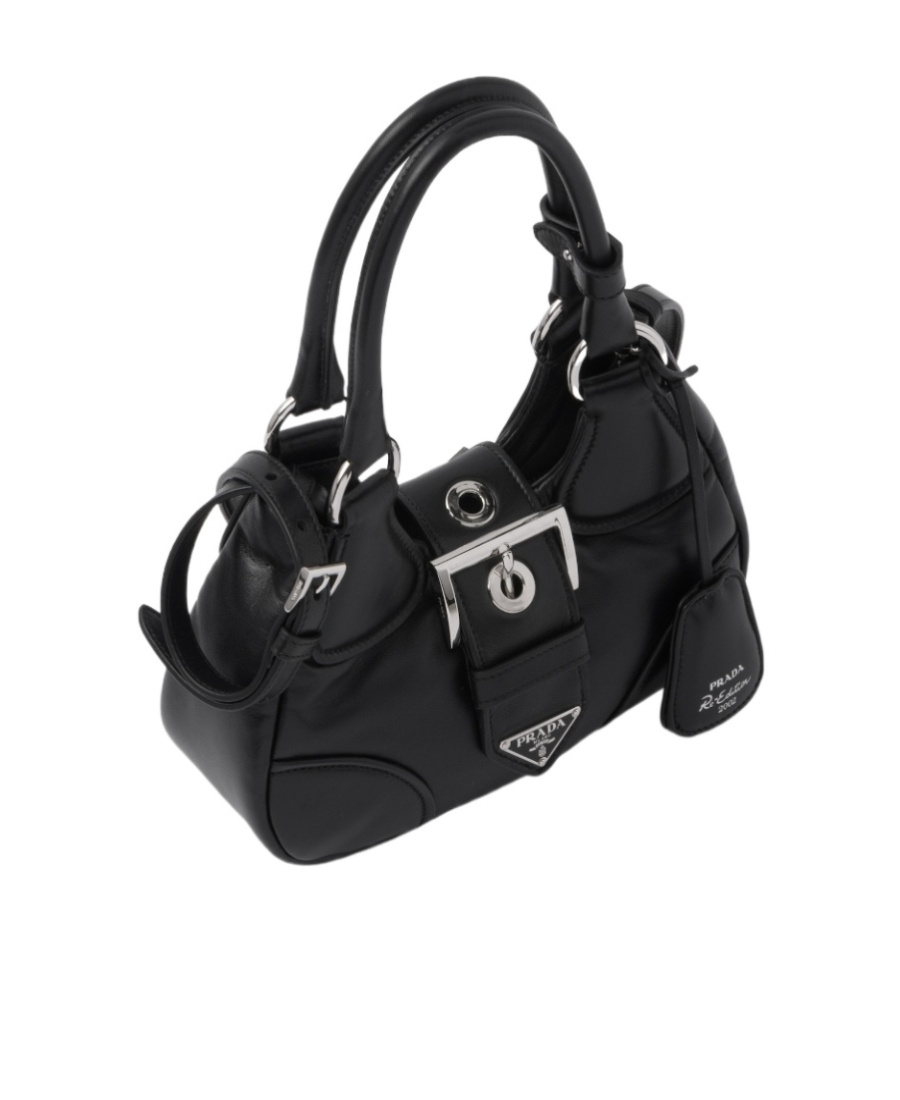 Prada Moon Padded Nappa-leather Mini Bag In Black