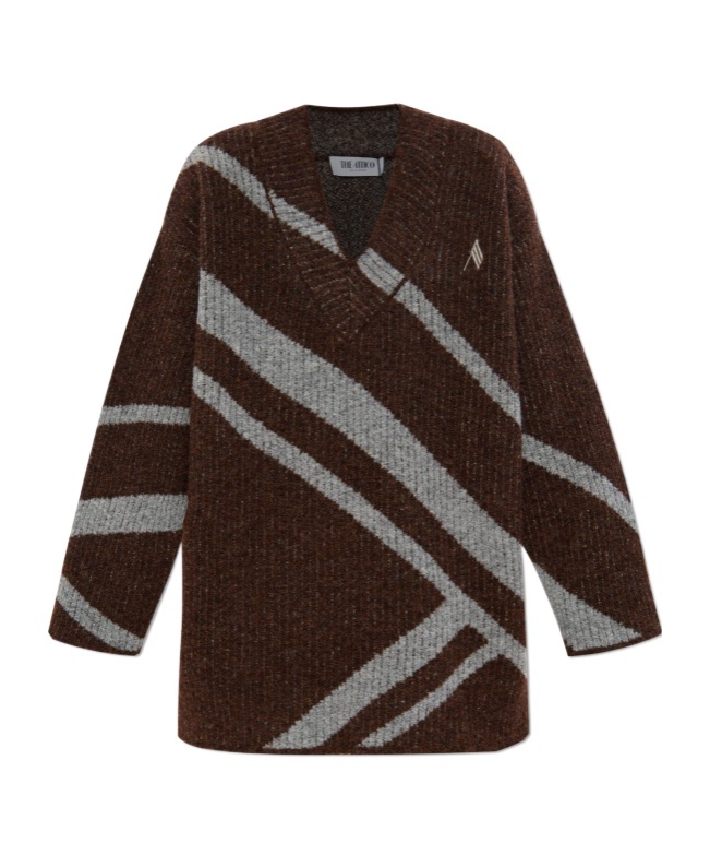Attico Diagonal-stripe Sweater In Brown
