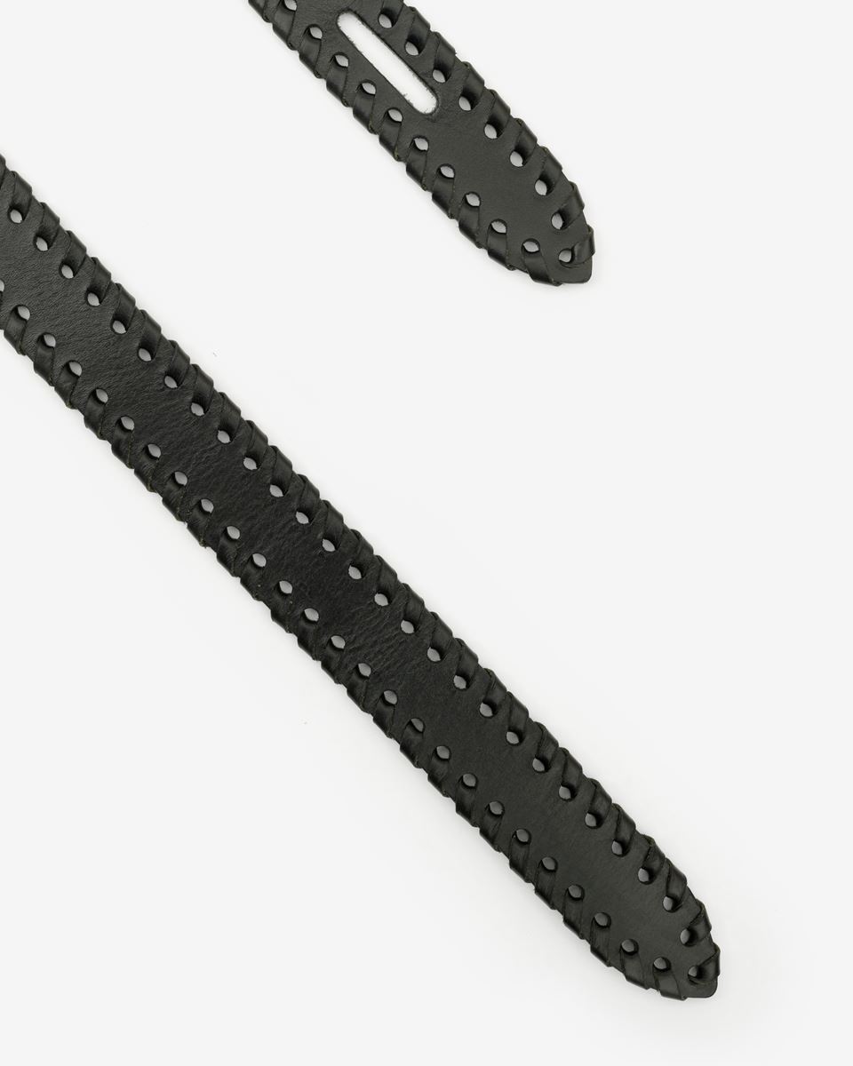 Isabel Marant Lecce Whipstitch-trim Leather Belt In Black